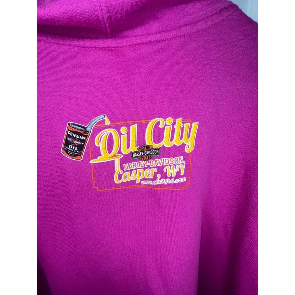 Harley Davidson Pink Graphic Casper Wyoming Zip Up Hoodie - Picture 5 of 5